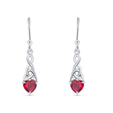 Celtic Trinity Heart Earrings Simulated Ruby 925 Sterling Silver Wholesale