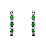 Half Eternity Huggie Hoop Earrings Simulated Green Emerald 925 Sterling Silver Wholesale