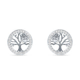 Tree Of Life Stud Earrings Cubic Zirconia 925 Sterling Silver Wholesale