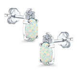 Oval Stud Earrings Lab Created White Opal 925 Sterling Silver(12mm)