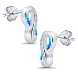 Infinity Stud Earrings Lab Created Blue Opal 925 Sterling Silver (15mm)