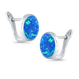 Stud Earrings Lab Created Blue Opal 925 Sterling Silver (14mm)