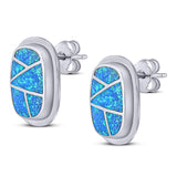 New Style Irregular Shape Stud Earring Lab Created Blue Opal 925 Sterling Silver (18mm)