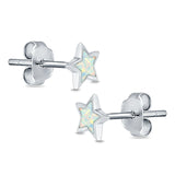 Stud Earrings Lab Created White Opal 925 Sterling Silver (5mm)