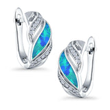 Stud Earrings Lab Created Blue Opal Round Simulated CZ 925 Sterling Silver(14mm)