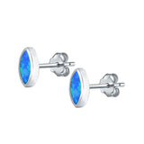 Marquise Stud Earrings Lab Created Blue Opal 925 Sterling Silver (7mm)
