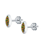 Marquise Stud Earrings Lab Created Black Opal 925 Sterling Silver (7mm)