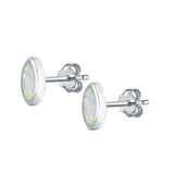 Marquise Stud Earrings Lab Created White Opal 925 Sterling Silver (7mm)