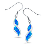 Marquise Drop Dangle Earrings Lab Created Blue Opal 925 Sterling Silver(30mm)