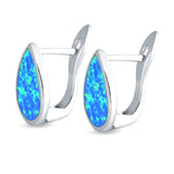 Pear Shape Stud Earrings Lab Created Blue Opal 925 Sterling Silver (16mm)