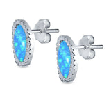 Halo Stud Earrings Lab Created Blue Opal Simulated CZ 925 Sterlig Silver(12mm)