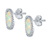 Halo Stud Earrings Lab Created White Opal Simulated CZ 925 Sterlig Silver(12mm)