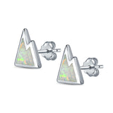 Mountain Stud Earrings Lab Created White Opal 925 Sterling Silver