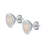 Pear Stud Earrings Lab Created White Opal 925 Sterling Silver (7mm)