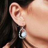Drop Dangle Earrings Lab Created White Opal 925 Sterling Silver (26mm)