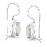 Dangling Leverback Earrings Lab Created White Opal 925 Sterling Silver (11mm)