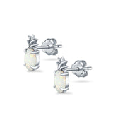 Pineapple Stud Earrings Lab Created White Opal 925 Sterling Silver (15mm)