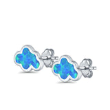 Cloud Stud Earrings Lab Created Blue Opal 925 Sterling Silver (7mm)