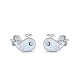 Whale Shark Earrings Lab Created White Opal Simulated CZ 925 Sterling Silver