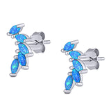 New Design Stud Earring Lab Created Marquise Blue Opal Solid 925 Sterling Silver (13.2mm)