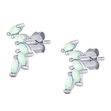 New Design Stud Earring Lab Created Marquise White Opal Solid 925 Sterling Silver (13.2mm)