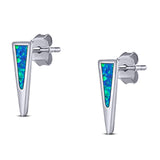 New Style Stud Earring Created Blue Opal Solid 925 Sterling Silver (12.4mm)