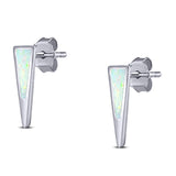 New Style Stud Earring Created White Opal Solid 925 Sterling Silver (12.4mm)