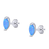 Art Deco Marquise Created Blue Opal Solid 925 Sterling Silver (8.7mm)