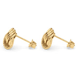 14K Yellow Gold 10mm Diamond Cut Double Round Swirl Studs Earring Wholesale