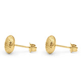 14K Yellow Gold 7mm Diamond Cut Hammered Style Round Studs Earring Wholesale