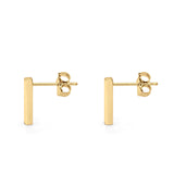 14K Yellow Gold Solid Bar Studs Earring Best Birthday Or Anniversary Gift
