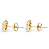 14K Yellow Gold Solid Princess Cut Studs Earring for Women and Girls