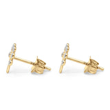 14K Gold Two Tone Solid Tree Tiny Studs Earring for Women and Girls