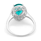 Teardrop Simulated Paraiba Tourmaline CZ Bridal Ring 925 Sterling Silver