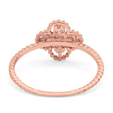14K Rose Gold 0.09ct Round 9.5mm G SI Diamond Quatrefoil Flower Engagement Wedding Ring Size 6.5