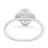 14K White Gold 0.09ct Round 9.5mm G SI Diamond Quatrefoil Flower Engagement Wedding Ring Size 6.5