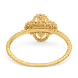 14K Yellow Gold 0.09ct Round 9.5mm G SI Diamond Quatrefoil Flower Engagement Wedding Ring Size 6.5