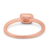14K Rose Gold 0.83ct Trendy Emerald Cut Garnet 5.2mm G SI Diamond Engagement Wedding Ring Size 6.5