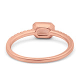 14K Rose Gold 0.61ct Trendy Emerald Cut Morganite 5.2mm G SI Diamond Engagement Wedding Ring Size 6.5