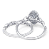 14K White Gold 0.34ct Marquise Shaped 12mm G SI Diamond Engagement Wedding Bridal Set Ring Size 6.5