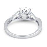 14K White Gold 0.24ct Square Shaped Twisted Prong 7.5mm G SI Diamond Engagement Wedding Ring Size 6.5
