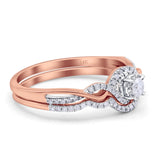14K Rose Gold 0.25ct Round 6mm G SI Diamond Engagement Solitaire Bridal Set Wedding Ring Size 6.5