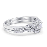 14K White Gold 0.25ct Round 6mm G SI Diamond Engagement Solitaire Bridal Set Wedding Ring Size 6.5