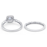 14K White Gold 0.39ct Square Shape 8.5mm G SI Diamond Engagement Bridal Set Wedding Ring Size 6.5