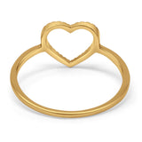 14K Yellow Gold 0.06ct Heart Cut Out 3/8mm G SI Diamond Eternity Band Engagement Wedding Ring Size 6.5