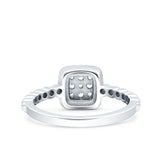 Art Deco Square Halo Wedding Bridal Ring Simulated Cubic Zirconia 925 Sterling Silver (8mm)
