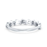 Half Eternity Rope Ring Wedding Band Baguette Shape Simulated CZ 925 Sterling Silver (4mm)