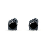 Solitaire Stud Earring Black CZ Black Tone 925 Sterling Silver Wholesale