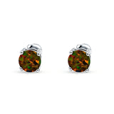 Solitaire Push Back Stud Earring Created Black Opal 925 Sterling Silver Wholesale