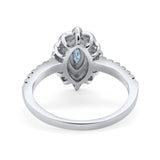 Art Deco Marquise Wedding Ring Simulated Aquamarine CZ 925 Sterling Silver